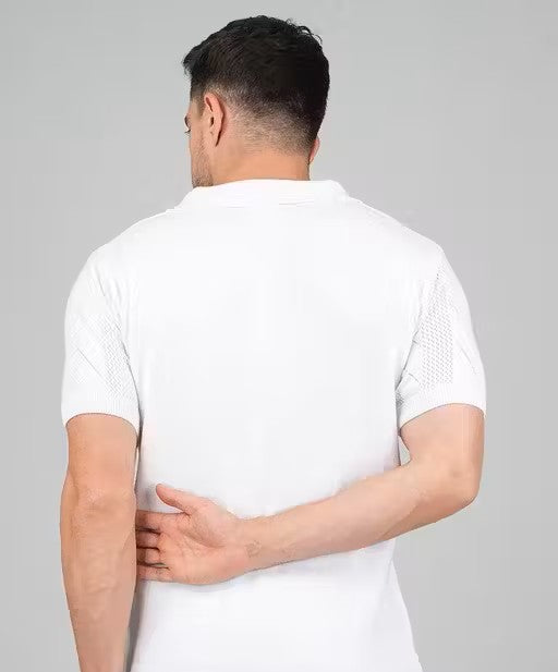 Men’s Textured Knit Polo T-Shirt with Zip